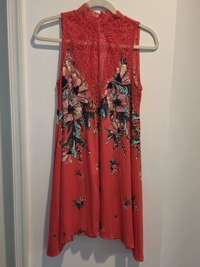 NWT Free People Intimately Floral Lace Trim Mini Dress